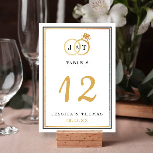 Numéro De Table Cercles Mariages Chic Faux Gold Foil