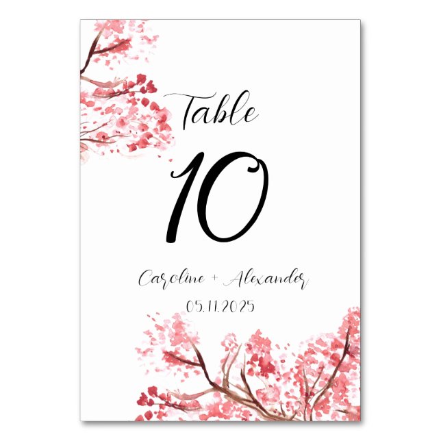 Numéro De Table Cerise fleur moderne Oriental Sakura Mariage (Par défaut)