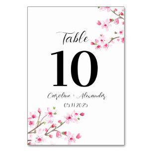 Numéro De Table Cerise fleur moderne Oriental Sakura Mariage
