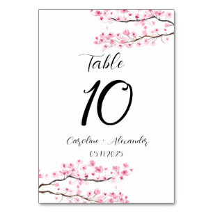 Numéro De Table Cerise fleur moderne Oriental Sakura Mariage