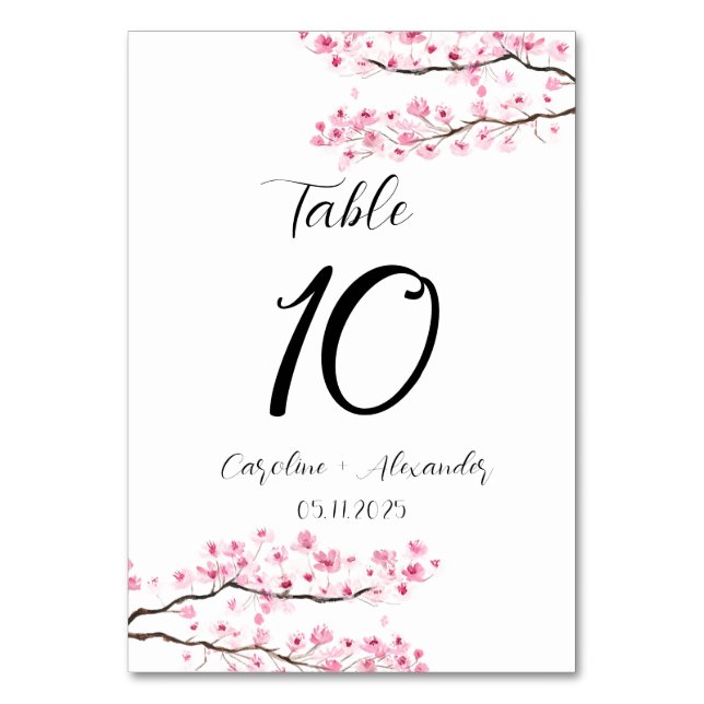 Numéro De Table Cerise fleur moderne Oriental Sakura Mariage (Par défaut)