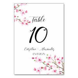 Numéro De Table Cerise fleur moderne Oriental Sakura Mariage