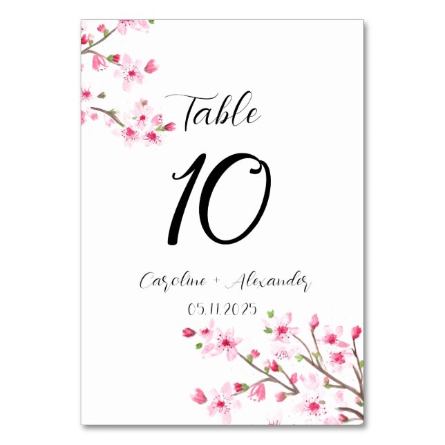 Numéro De Table Cerise fleur moderne Oriental Sakura Mariage (Par défaut)