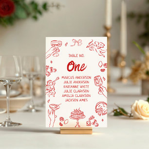 Numéro De Table C'est Amore ! Mariage italien rouge