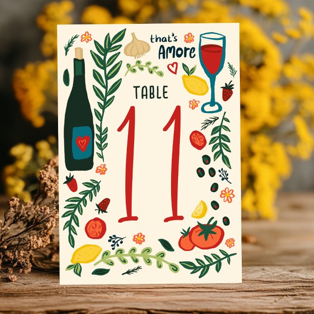 Numéro De Table C'est l'Amore Nourriture Italienne Charmant Mariag (That's Amore Italian Food Charming CUSTOM Wedding Table Number
)