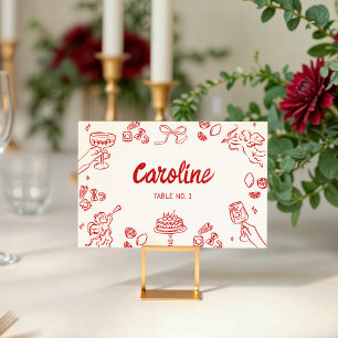 Numéro De Table C'est l'Amour! Carton de Table Mariage Italien Rou