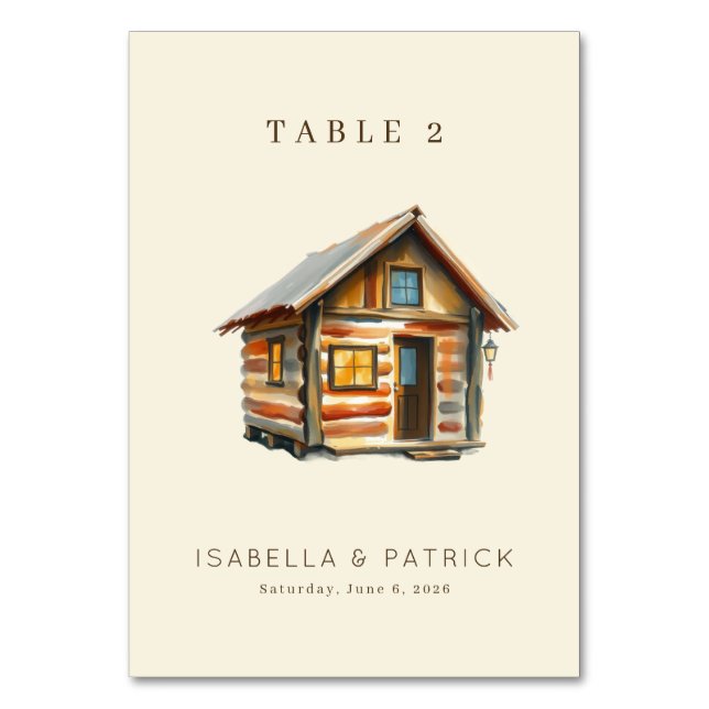 Numéro De Table Chalet en aquarelle marron cosy (Par défaut)