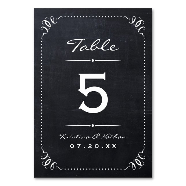 Numéro De Table Chalkboard Rustic Chic Numéros de tableau (Par défaut)