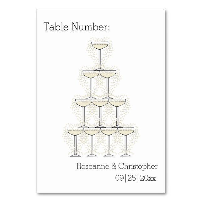 Numéro De Table Champagne Glasses Simple Wedding (Par défaut)