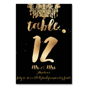 Numéro De Table Chandelier PixDezines/Faux Gold/Table 12