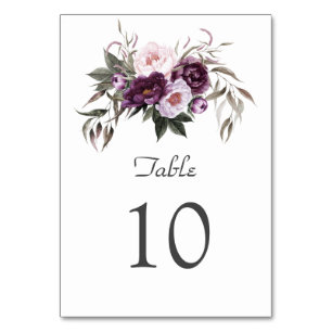 Numéro De Table Charmant violet rose Mariage de fleurs de pivoine