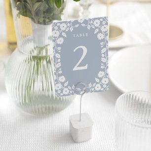 Numéro De Table Charmante bleu rouille blanc romantique fleurs flo