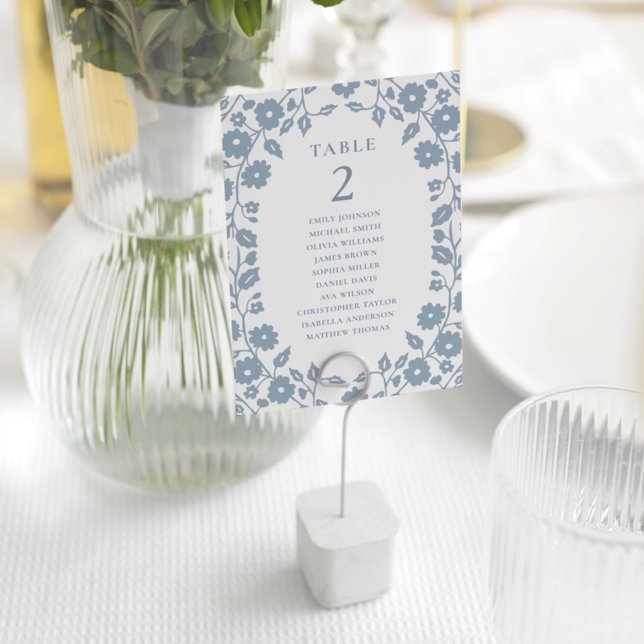 Numéro De Table Charme Dusty Blue Folk Floral Seating Chart (Créateur téléchargé)