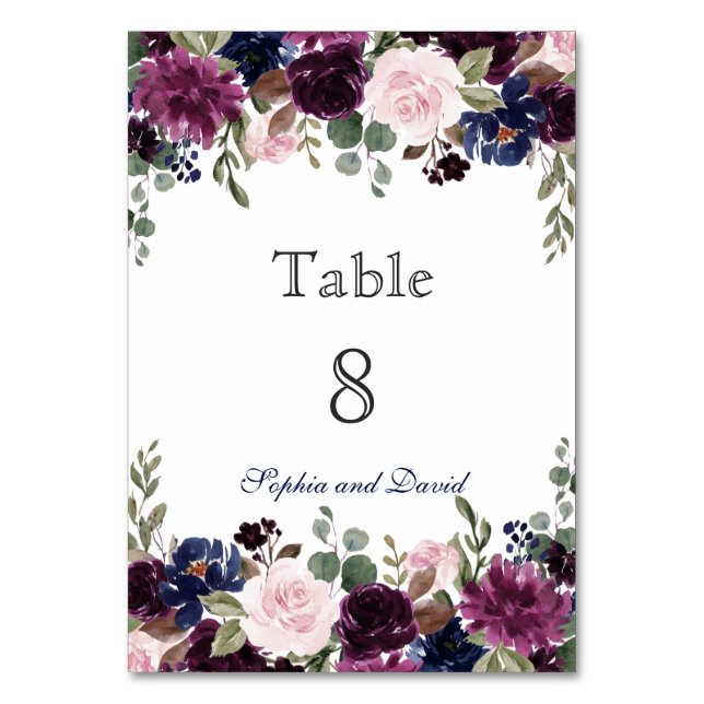 Numéro De Table Charme Lavande Marine Bleu Floral Fleur Numéro de  (Par défaut)