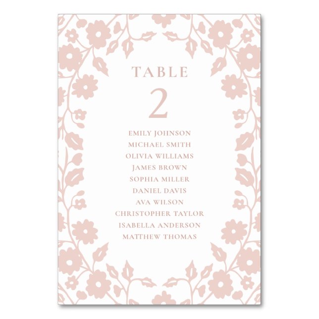 Numéro De Table Charming Blush Folk Floral Seing Chart (Par défaut)