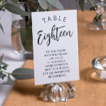 Numéro De Table Charming Calligraphy Table Number Guest Names<br><div class="desc">Charming table cards in black and white with a black calligraphy script. Add the names of your wedding guests!</div>