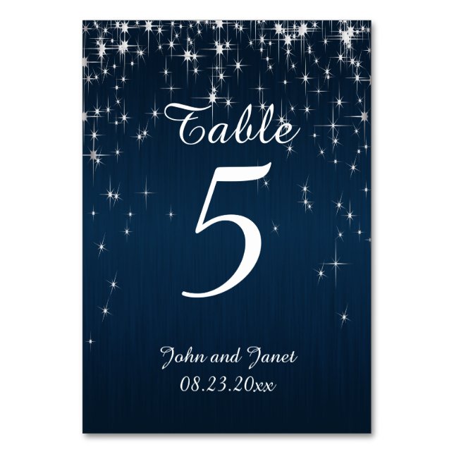 Numéro De Table Charming Star Struck Mariage | bleu marine (Par défaut)
