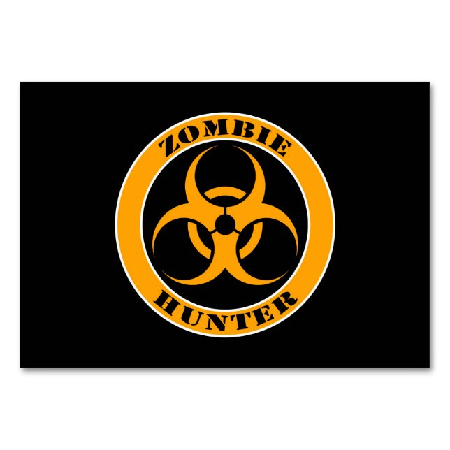 Numéro De Table Chasseur de zombie jaune et noir (Devant)