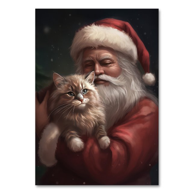 Numéro De Table Chat de Sibérie avec Noël Festif du Père Noël (Par défaut)