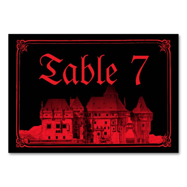 Numéro De Table Château gothique de vampire Mariage noir rouge (Devant)