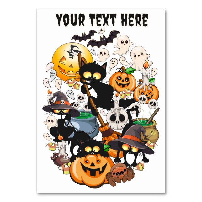 Numéro De Table Chats drôles de Halloween Fête (Par défaut)