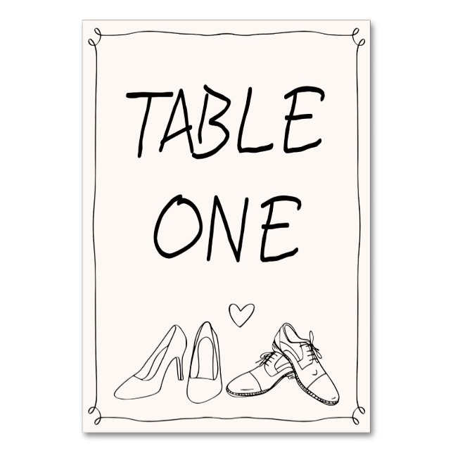 Numéro De Table Chaussures Doodle Tirky Hand Drawn Photo Mariage (Par défaut)