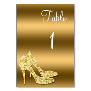 Numéro De Table Chaussures Sparkly Gold Stiletto Anniversaire