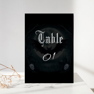 Numéro De Table Chauves-souris à crâne simple Mariage gothique