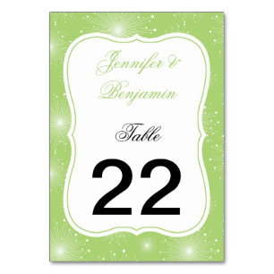 Numéro De Table Chaux Vert Blanc Sunbursts Starburst Tableau Numér