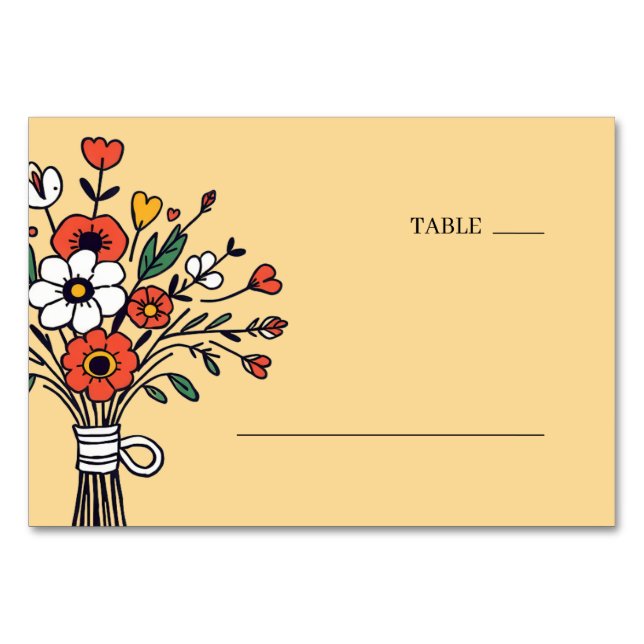 Numéro De Table Cheerful Beige Floral Illustration (Devant)