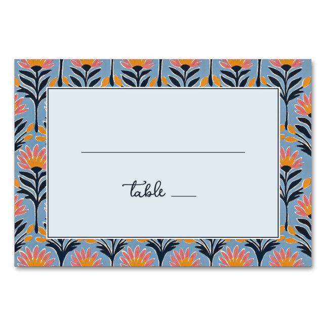 Numéro De Table Cheerful Blue Floral Border (Devant)