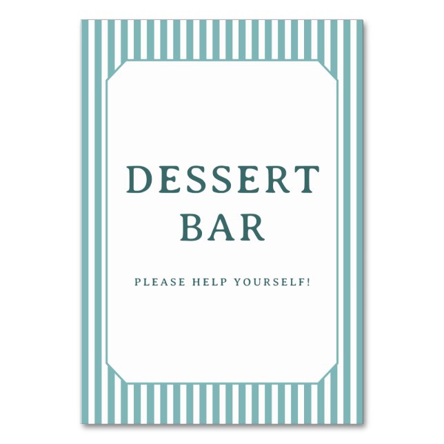 Numéro De Table Cheerful Blue Striped Dessert Bar Sign (Par défaut)