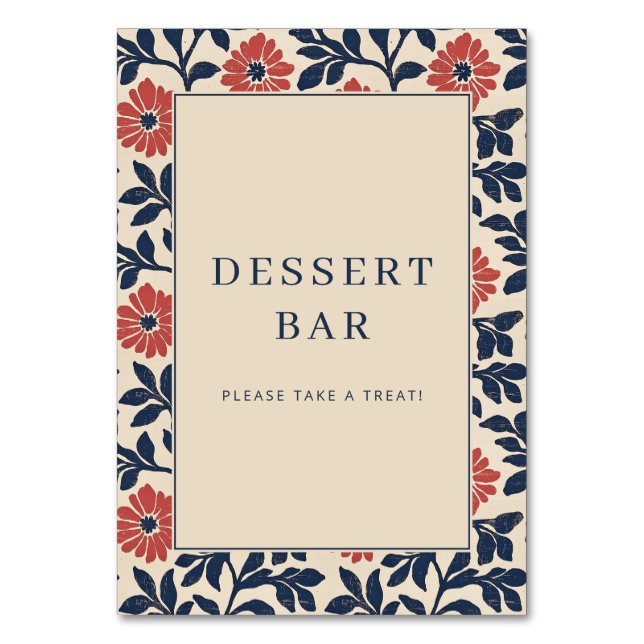 Numéro De Table Cheerful Floral Dessert Bar Sign (Par défaut)
