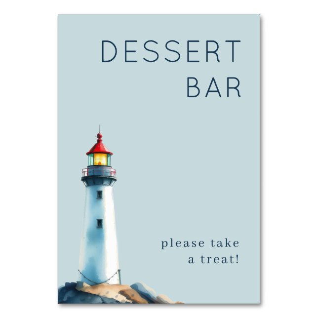 Numéro De Table Cheerful Light Blue Watercolor Lighthouse (Par défaut)