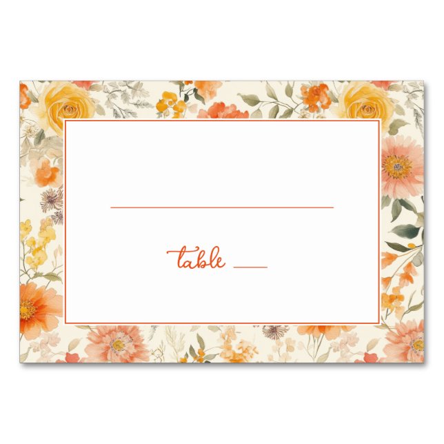Numéro De Table Cheerful Peach Floral Border (Devant)