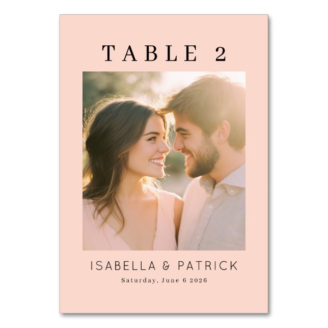 Numéro De Table Cheerful Peach Minimalist Photo (Par défaut)