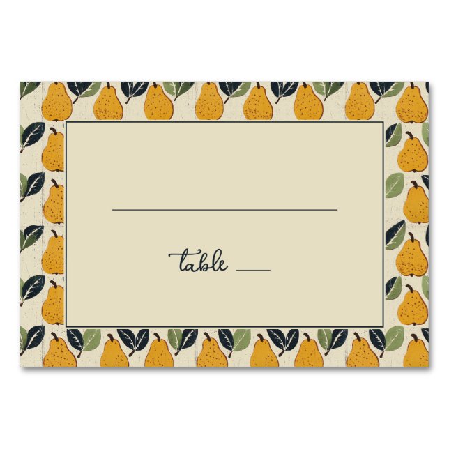 Numéro De Table Cheerful Yellow Pear Illustration Border (Devant)