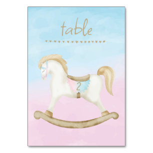 Numéro De Table Cheval Rocking Bleu rose Genre Bébé
