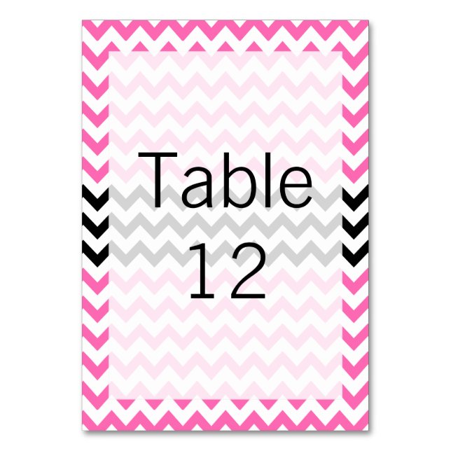 Numéro De Table Chevron rose chaud et noir par Shirley Taylor (Par défaut)