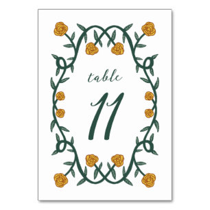 Numéro De Table Chic cadre Rose élégant Botanique Floral GreenGold