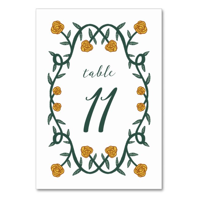 Numéro De Table Chic cadre Rose élégant Botanique Floral GreenGold (Par défaut)