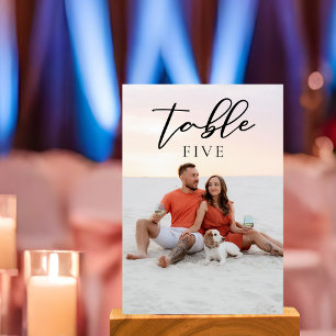 Numéro De Table Chic Couple Photo Mariage noir Script superpositio