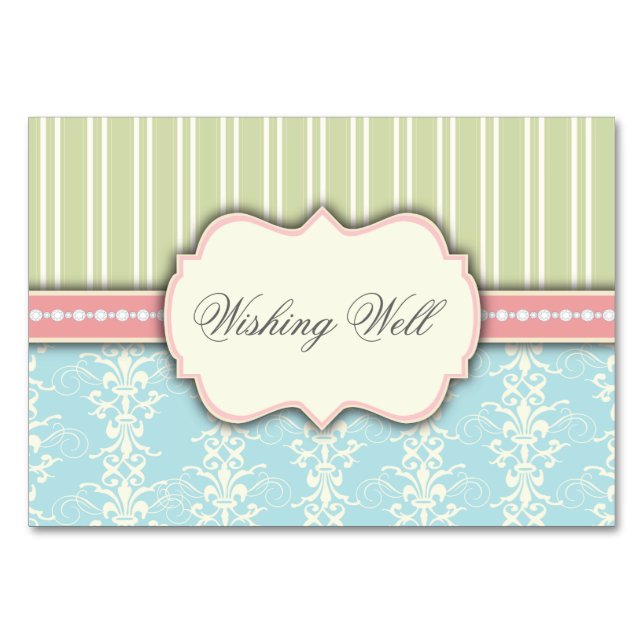 Numéro De Table Chic Damask & Strike Wishing well Insert Card (Devant)