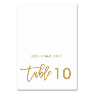 Numéro De Table Chic Mariage Lettré Escort Place Card Or