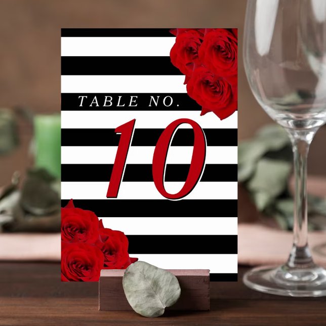 Numéro De Table Chic Moderne Luxe Mariage Collection - Roses rouge (Créateur téléchargé)