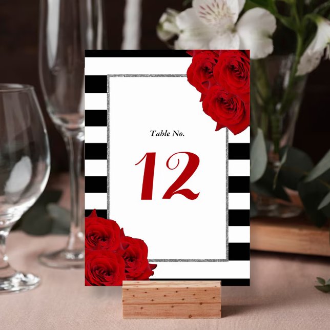 Numéro De Table Chic Moderne Luxe Mariage Collection - Roses rouge (Créateur téléchargé)