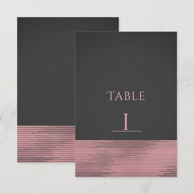 Numéro de table chic moderne rose et gris avec seq (Devant / Derrière)