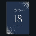 Numéro De Table Chic Navy Blue Silver Parties scintillant Mariage<br><div class="desc">Elégant personnalisation bleu marine et argent mariage numéros de table avec parties scintillant brillant argent sur un arrière - plan bleu marine. Éléments correspondants disponibles.</div>