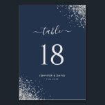 Numéro De Table Chic Navy Blue Silver Parties scintillant Mariage<br><div class="desc">Elégant personnalisation bleu marine et argent mariage numéros de table avec parties scintillant brillant argent sur un arrière - plan bleu marine. Éléments correspondants disponibles.</div>