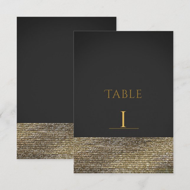 Numéro de table chic pailleté gris et or moderne g (Devant / Derrière)